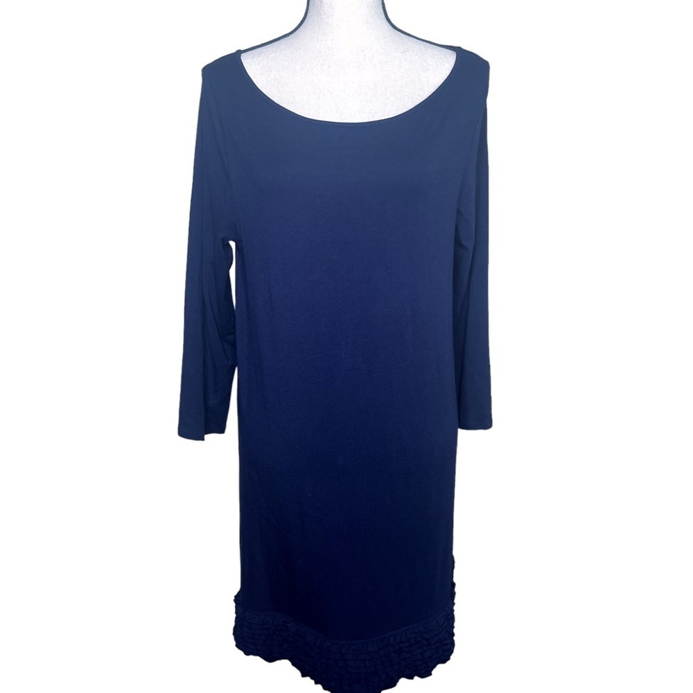 J. Crew Navy Blue Long Sleeve Ruffle Bottom Dress Women’s‎ Medium